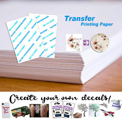 A4 Inkjet Water Slide Decal Paper Sheets White and Clear Water ...