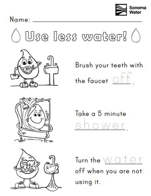 Sonoma Water - TK and Kindergarten: Worksheet