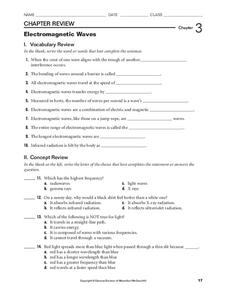 Electromagnetic Waves Worksheet for 9th - 12th Grade | Lesson Planet