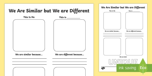 We Are Similar But We Are Different Worksheet (teacher made)
