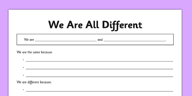 We Are All Different Worksheet / Worksheet (teacher made)