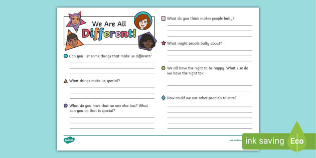 We Are All Different - Racism Worksheets pdf (teacher made)