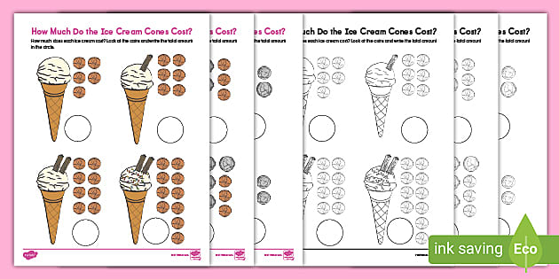 Ice Cream Counting Money Worksheet | Twinkl USA Resources