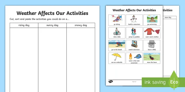 Weather Affects Our Activities Worksheet (teacher made)