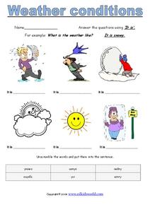 Weather Conditions Worksheet for 1st - 3rd Grade | Lesson Planet