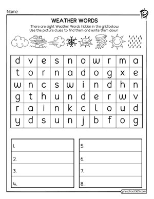 The Weather activity sheets for children 5-8yrs