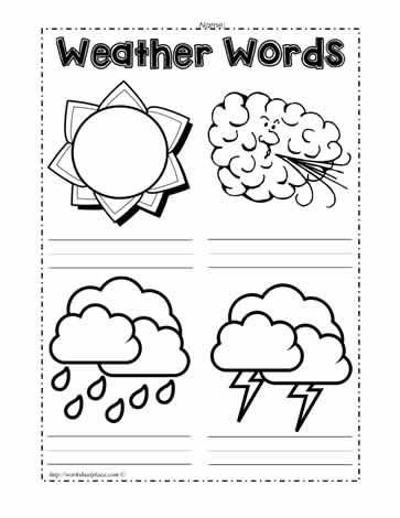Weather Pictures to Label Worksheets