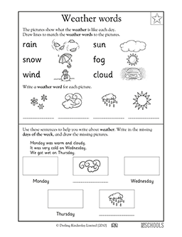 Weather words | Kindergarten Writing Worksheet | GreatSchools