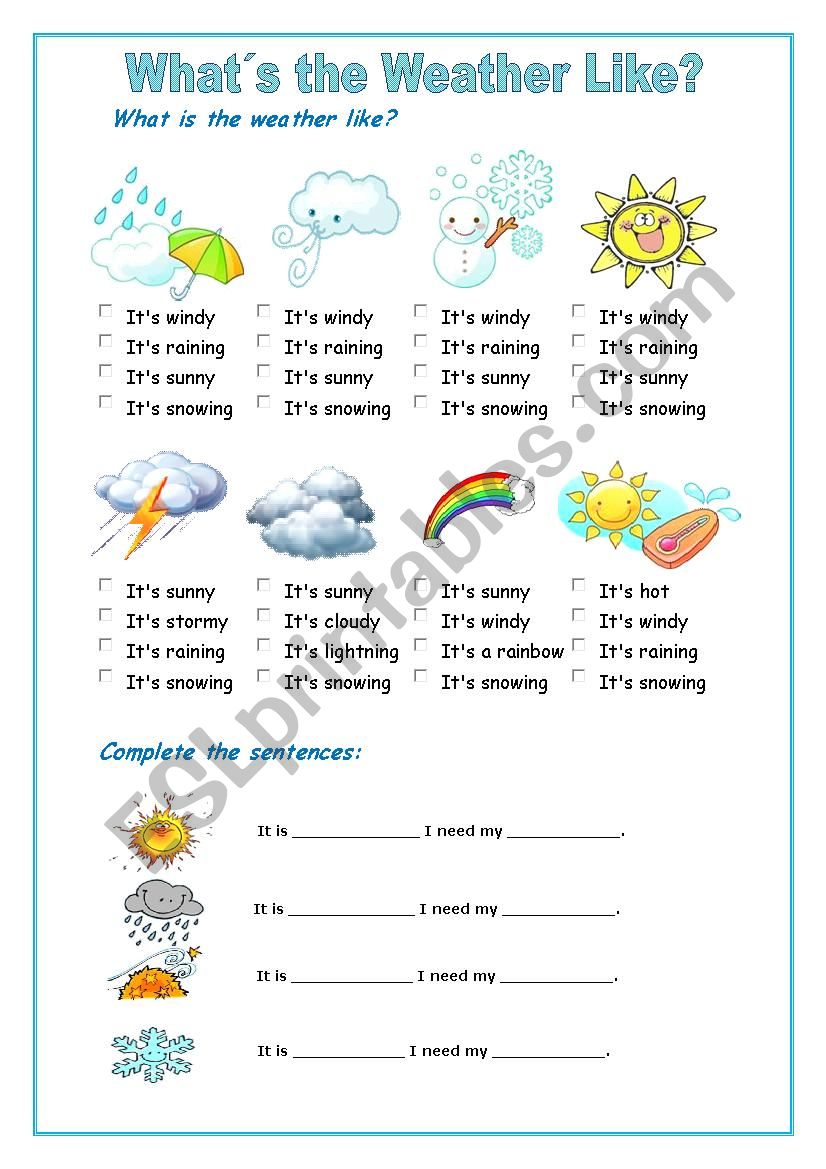 The weather for kids - ESL worksheet by iceman666