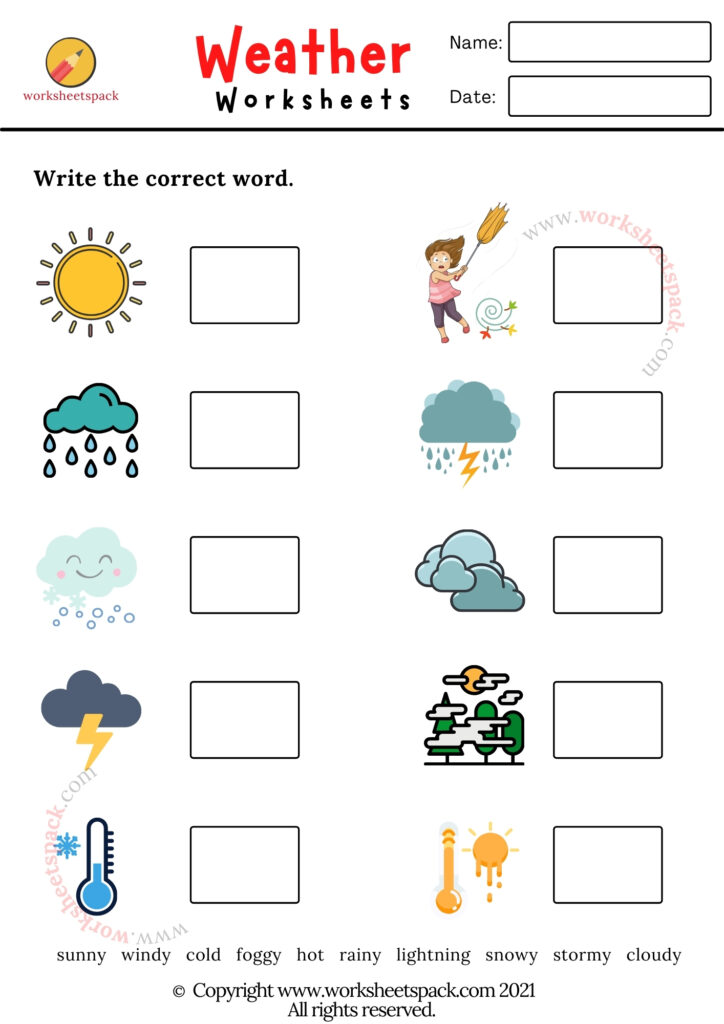 Free Weather Worksheets - worksheetspack