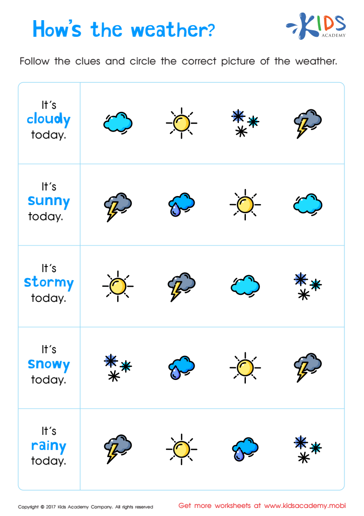 Hows the Weather Worksheet: Free Printable PDF for Kids
