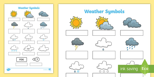 Weather Symbols Worksheet (Lehrer gemacht) - Twinkl