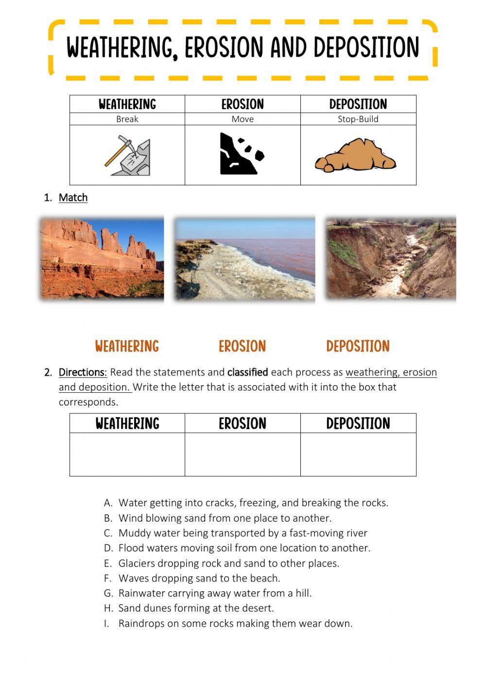 weathering and erosion worksheet