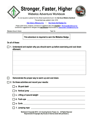 webelos badge worksheet
