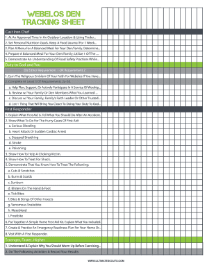 webelos fitness worksheet