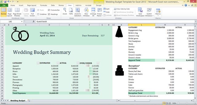 Wedding Budget Template for Excel