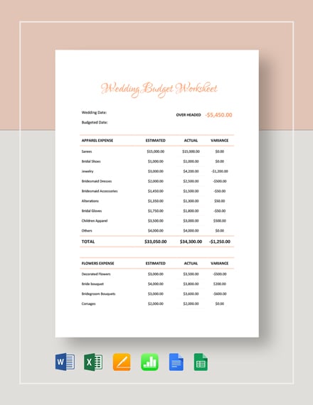 Wedding Budget Template - 16+ Free Word, Excel, PDF Documents ...