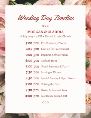 wedding day timeline worksheet