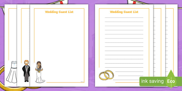 Wedding Guest List Worksheet (teacher made) - Twinkl