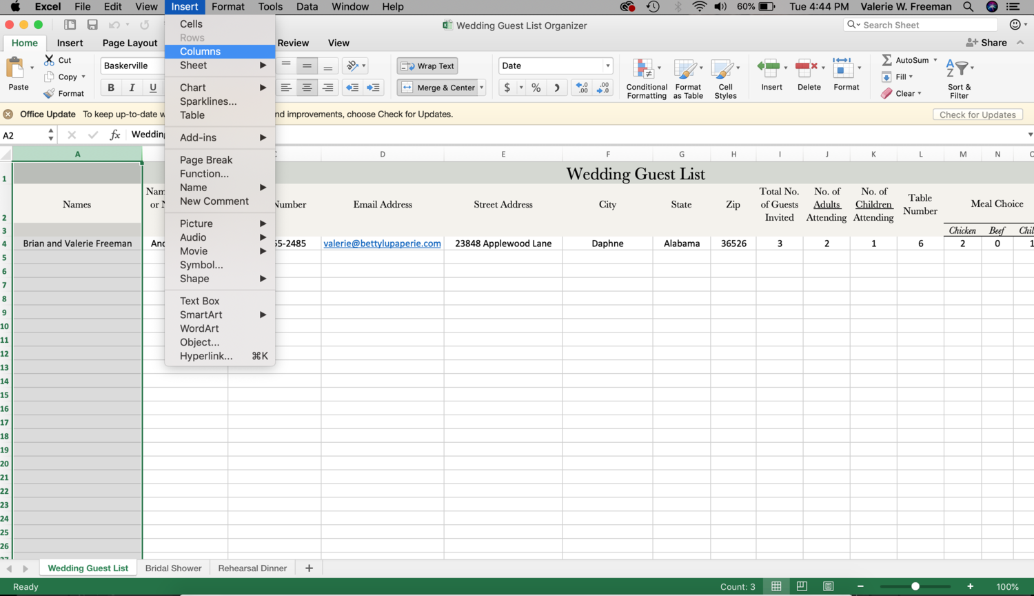 How to Organize Wedding Guest List in Excel — Betty Lu Paperie