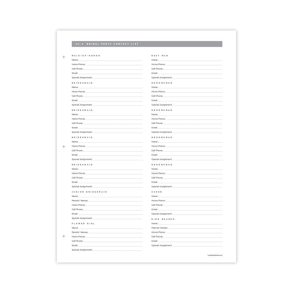 Wedding Planning Pages - Free PDF Download | Gartner Studios