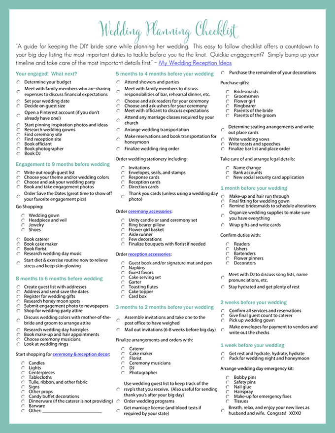 Wedding Director Checklist - 7 Free PDF Printables | Printablee