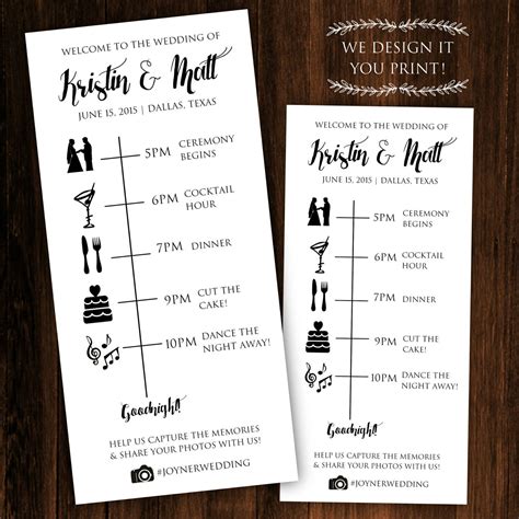 wedding reception timeline worksheet