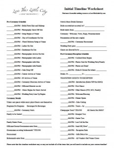 wedding reception timeline worksheet