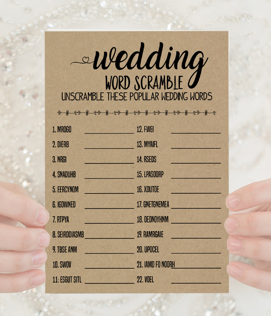wedding word games printable