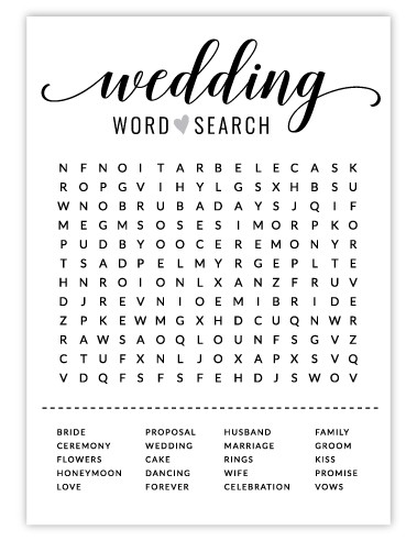 Free Printable Bridal Shower Games | Wedding Word Search