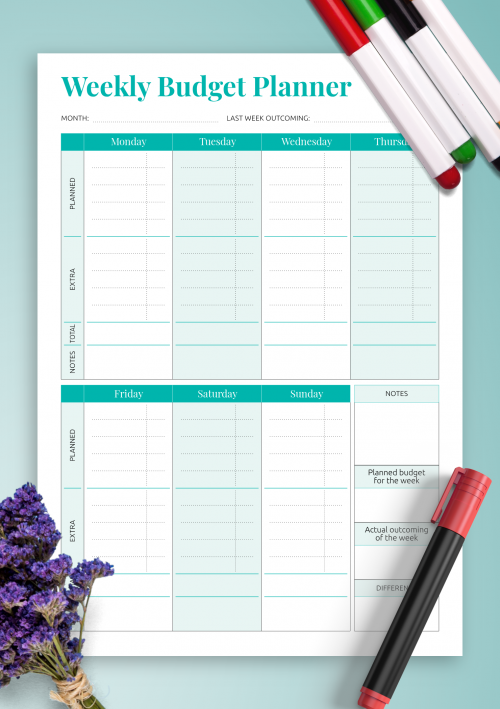weekly budget worksheet free printable