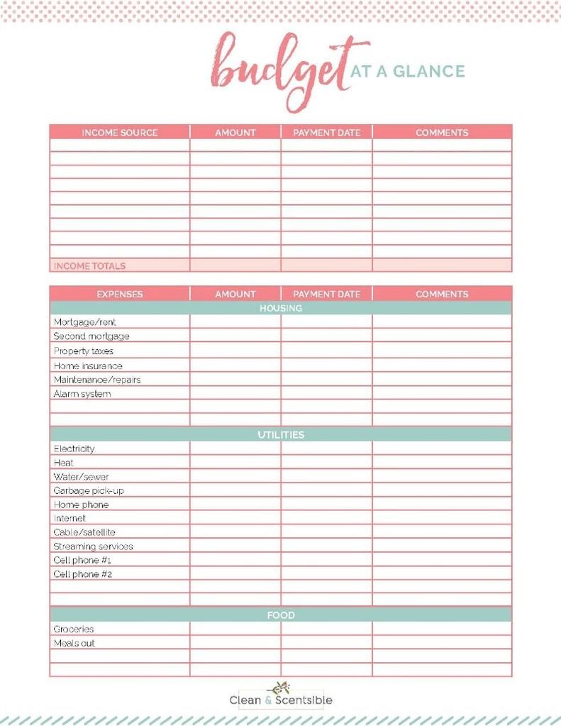 weekly budget worksheet free printable