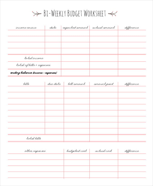 17+ Printable Budget Worksheet Templates - Word, PDF, Excel