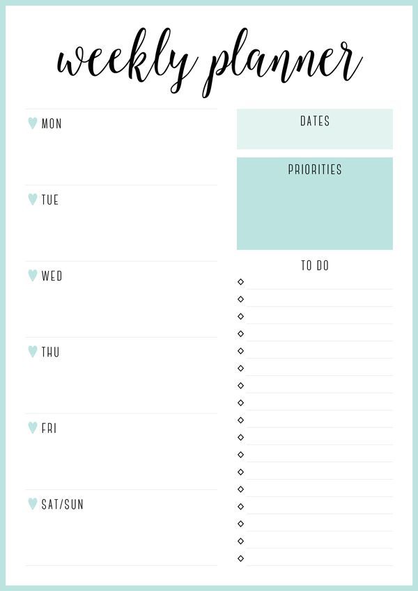 weekly planner printable eliza ellis
