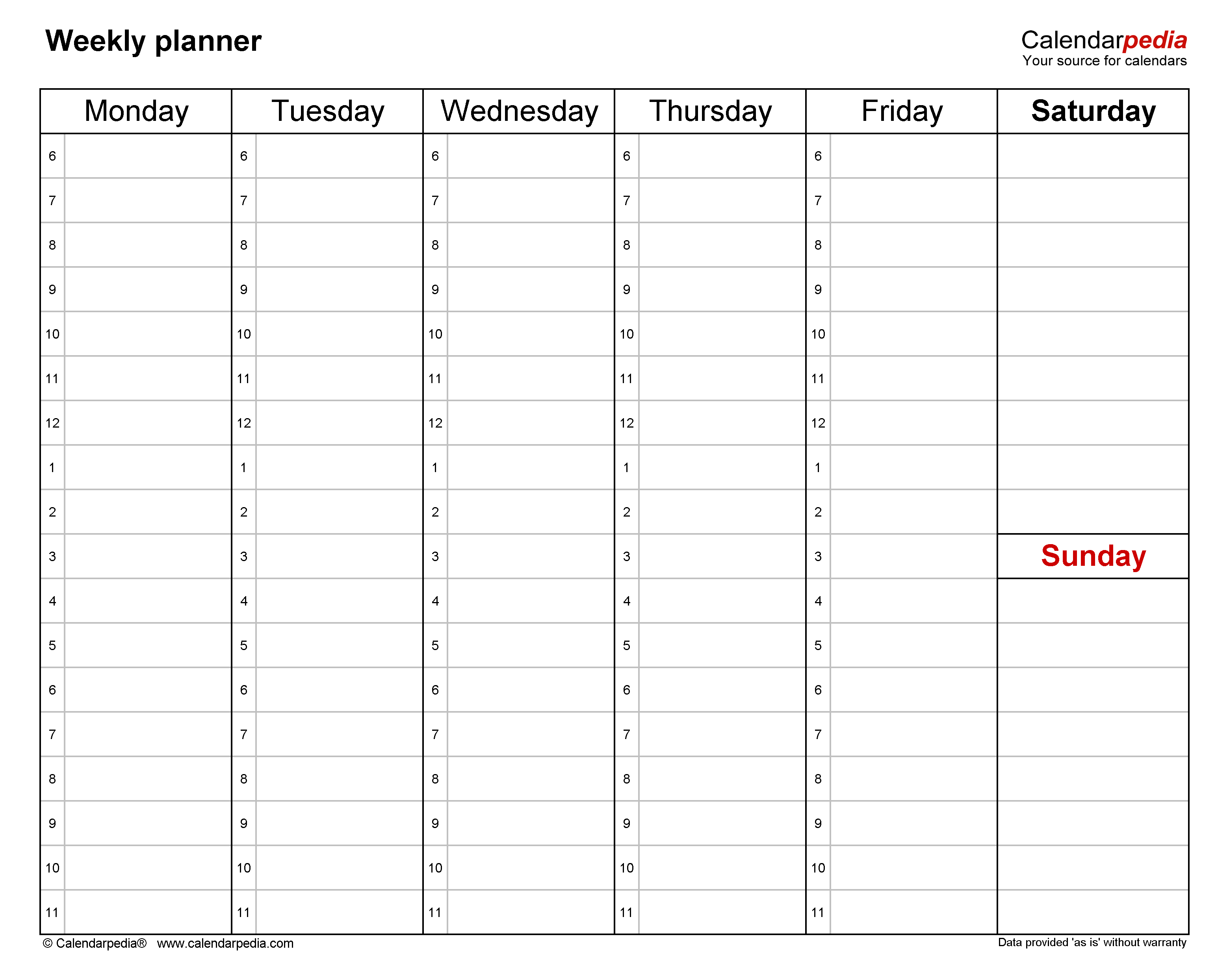 Free Weekly Planners in PDF format - 20+ Templates