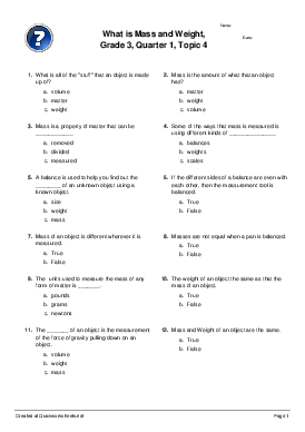 What is Mass and Weight, Grade 3, Quarter 1, Topic 4 - Multiple ...