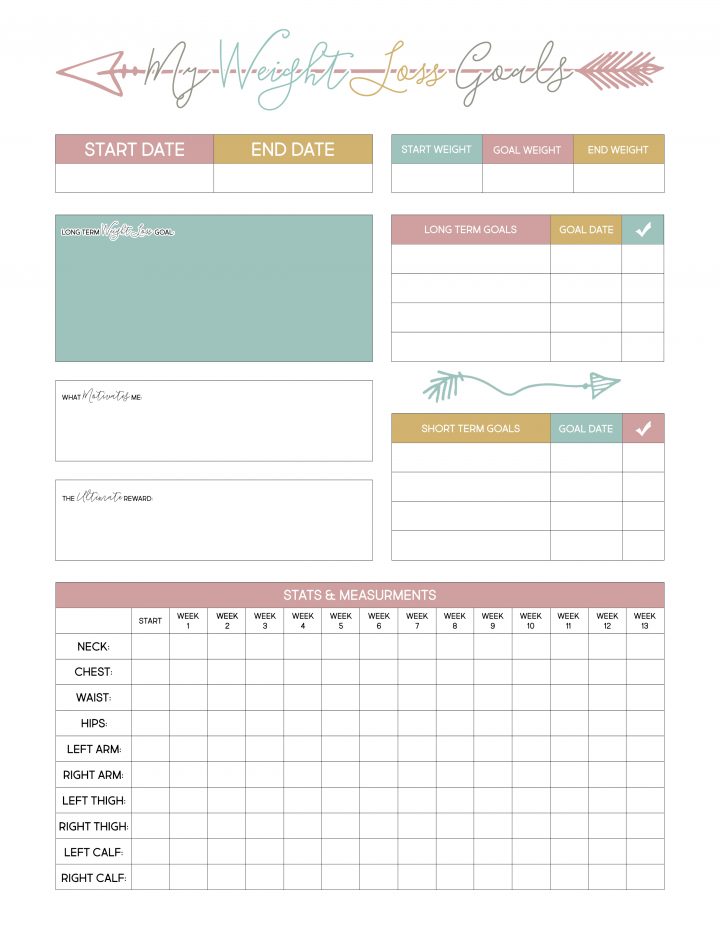Free Weight Loss Planner Printable | The Cottage Market