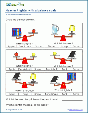Compare weights with a scale worksheets| Worsheets library