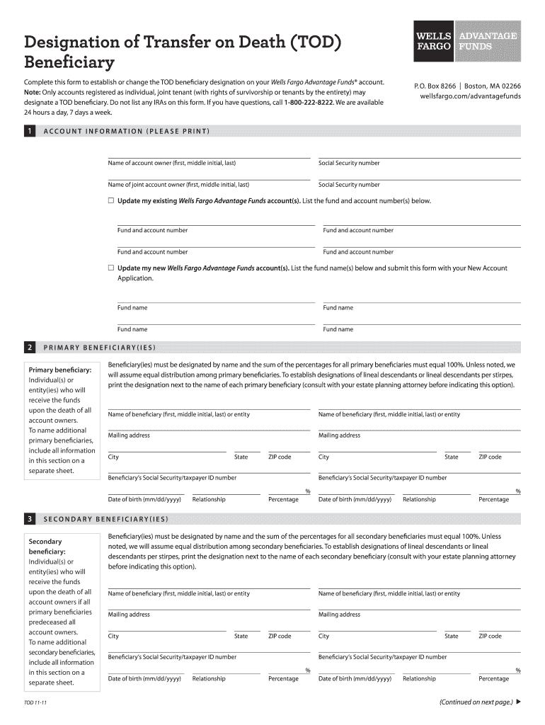 Wells Fargo Checking Account Beneficiary Form