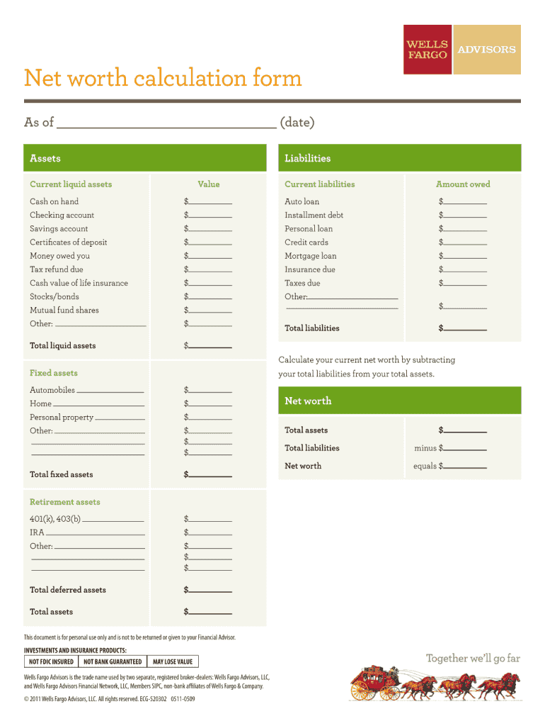 wells fargo financial worksheet
