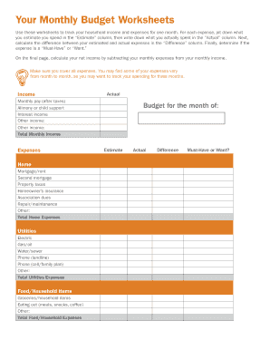 wells fargo monthly budget worksheet