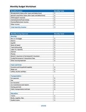 wells fargo monthly budget worksheet