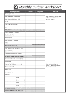 wells fargo monthly budget worksheet