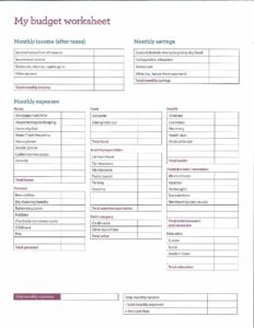 wells fargo monthly budget worksheet