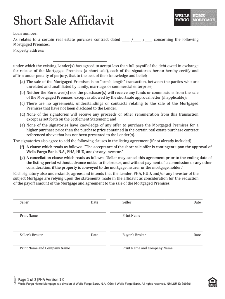 wells fargo short sale financial worksheet