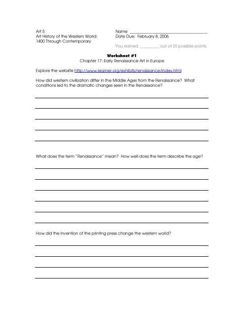 western civilization worksheet