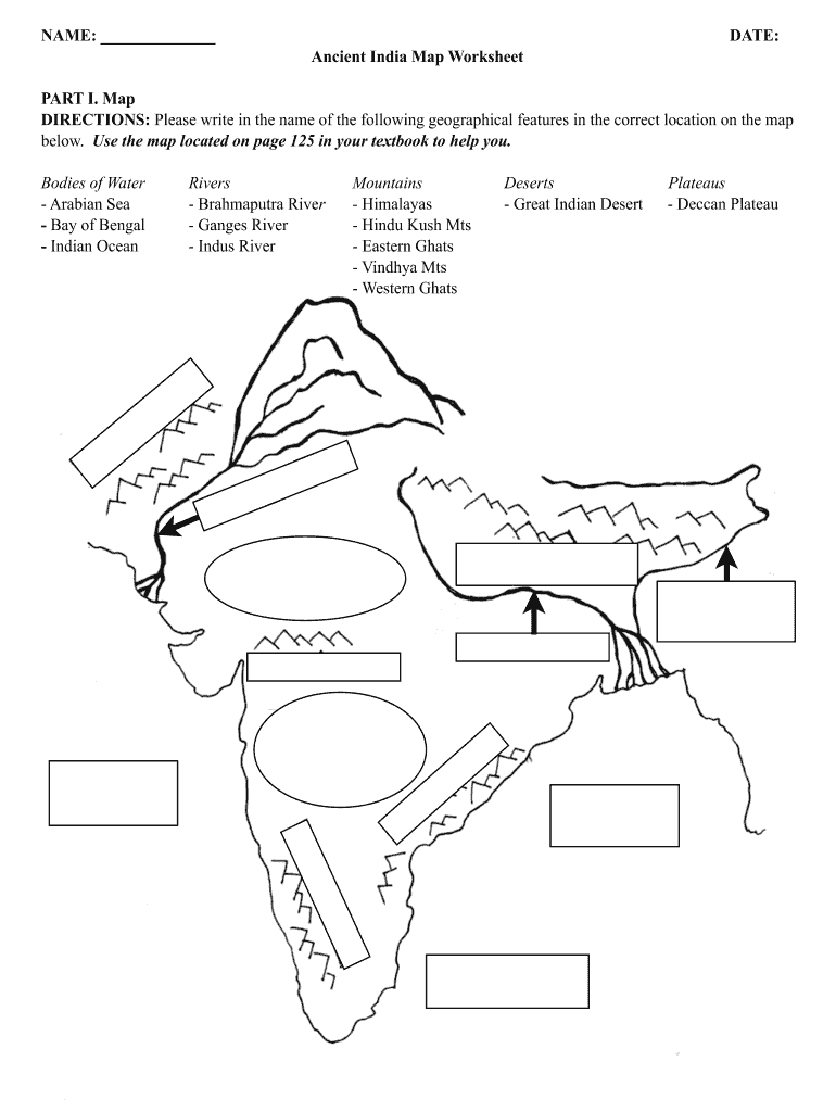 Ancient Civilizations India Map Worksheet Answer Key - Fill Online ...
