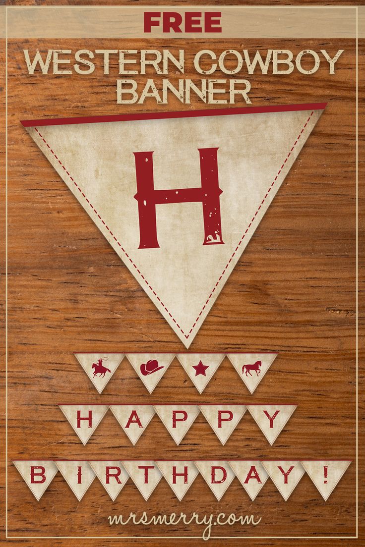 western happy birthday banner printable