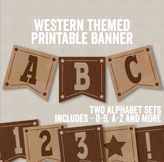 western happy birthday banner printable