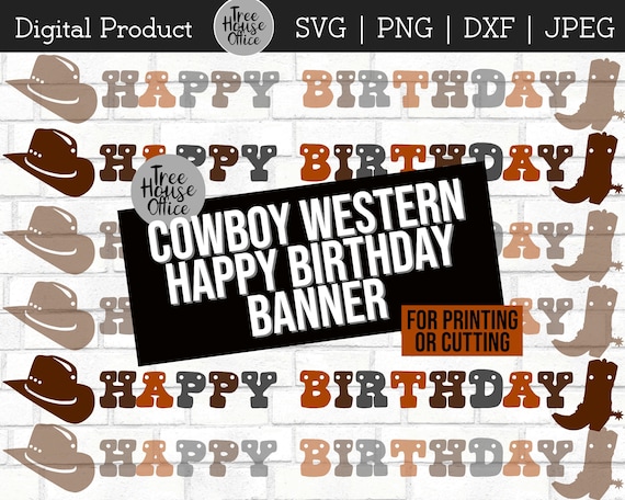 western happy birthday banner printable
